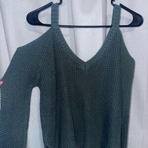 Green Off the Shoulder Sweater
